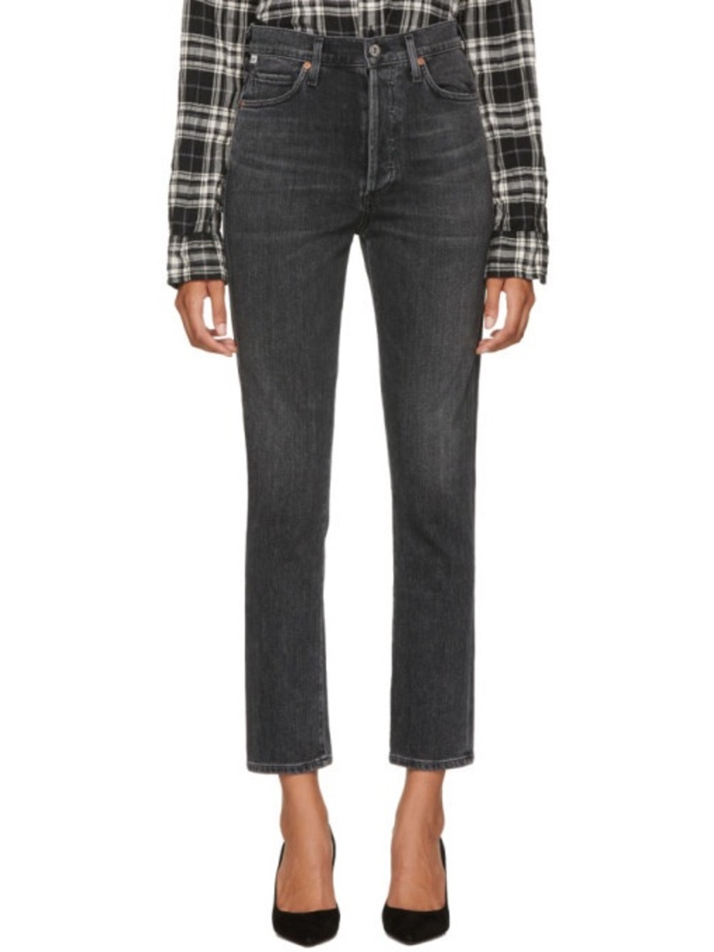 Citizens of Humanity Olivia Crop High Rise Slim Jeans in Washed Black size 26